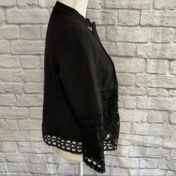 Chico’s Floral Embroidered and Lace Open Front Jacket Size 0P (Petite) Boho - Picture 6 of 10